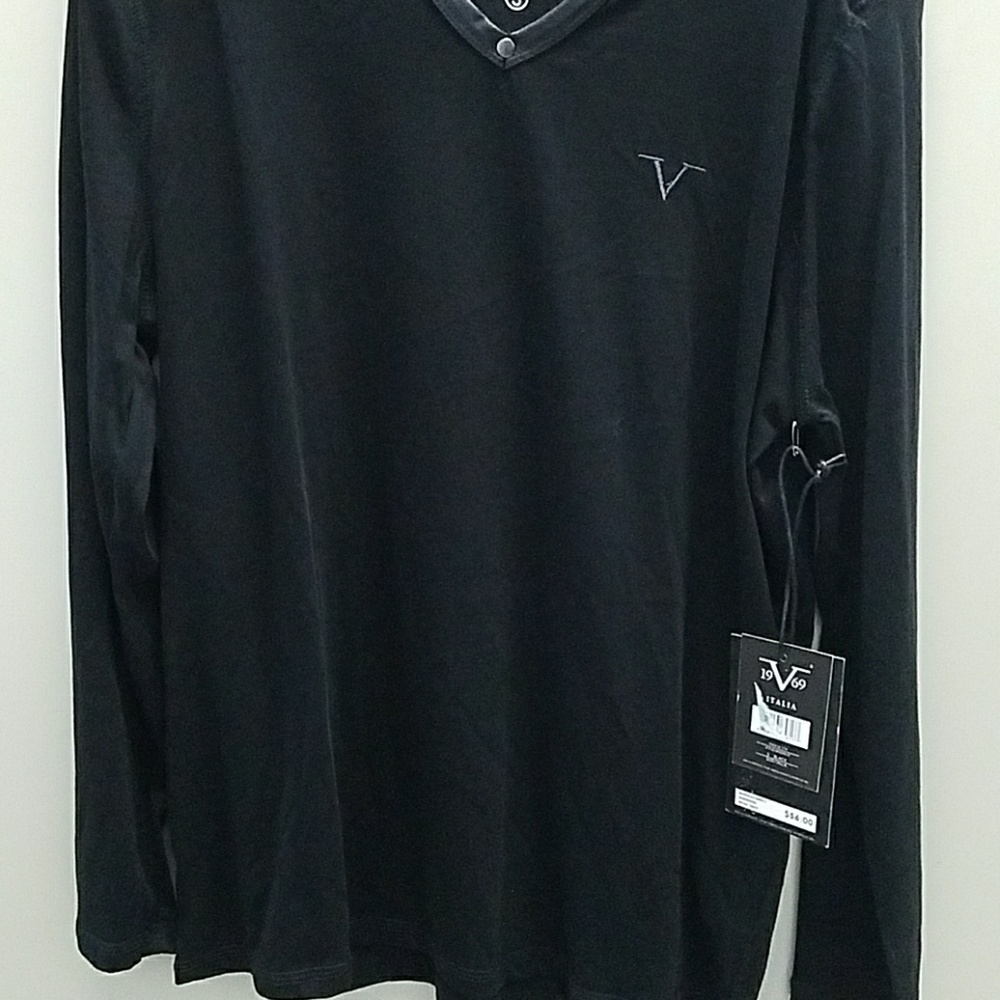 Mens LONG Sleeve Versaci Shirt with Leather